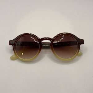 A.J. Morgan Round Brown and Yellow Tone Round Sunglasses